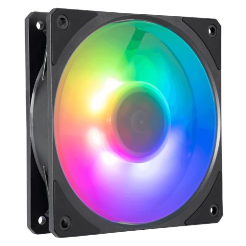 Ventilador COOLER MASTER Mobius 120P ARGB, 120 mm, 2400 RPM, ventilador PWM de 4 pines y conectores ARGB de 3 pines, diseño de hoja de anillo de interconexión, aceleración de aire a presión, direccionable Gen 2 RGB