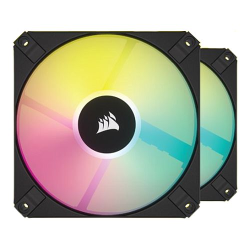 Corsair iCUE AF120 RGB SLIM 12cm PWM Case Fans (2 Pack), 8 ARGB LEDs, FDM Bearing, 600-2000 RPM, RGB Controller Included, Black, 2 Pack