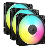 Corsair RS120 ARGB PWM 120mm Case Fans (3 Pack), Magnetic Dome Bearing, Daisy-Chain 4-Pin, 2100 RPM, AirGuide Tech, Black