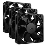 Corsair RS120 PWM 12cm Case Fans (3 Pack), Magnetic Dome Bearing, Daisy-Chain 4-Pin, 2100 RPM, AirGuide Tech, Black