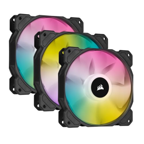 Corsair iCUE SP120 ELITE Performance 3 ventilateurs de boîtier PWM RGB 12 cm, 8 LED ARGB, roulement hydraulique, nœud d'éclairage inclus