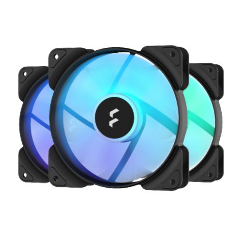 Fractal Design Aspect 12 12cm RGB Case Fans (3 Pack), Rifle Bearing, Supports Chaining, Aerodynamic Stator Struts, 1200 RPM, Black Frame