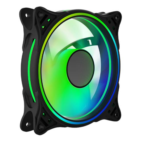 Vida Infinity01 12cm ARGB Dual Ring PWM Case Fan, Hydraulic Bearing, Infinity Mirror Effect, 500-1500 RPM, Black