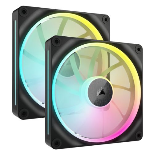 Corsair iCUE LINK LX140 14cm PWM RGB Case Fans (2-Pack), 18 RGB LEDs, Magnetic Dome Bearing, 2000 RPM, iCUE LINK Hub Included, Black