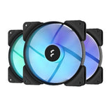 Fractal Design Aspect 14 140mm RGB PWM Case Fans (3 Pack), Rifle Bearing, Supports Chaining, Aerodynamic Stator Struts, 500-1700 RPM, Black Frame