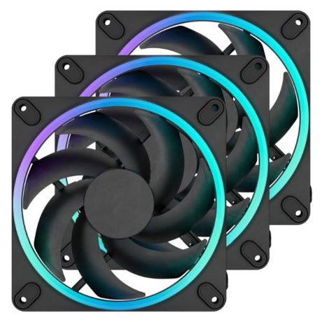 Fractal Design Momentum 14 ARGB 140mm PWM Case Fans (3-Pack), 20 LEDs, FDB Bearing, 350-1800RPM, 8-pin Connector, Black