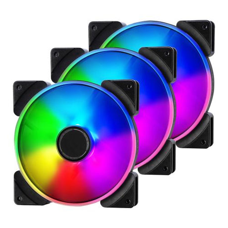 Fractal Design Prisma AL-14/PWM 140mm ARGB Case Fans (3 Pack), 7 Blades, Long Life Sleeve Bearing, 500-1700 RPM, Black