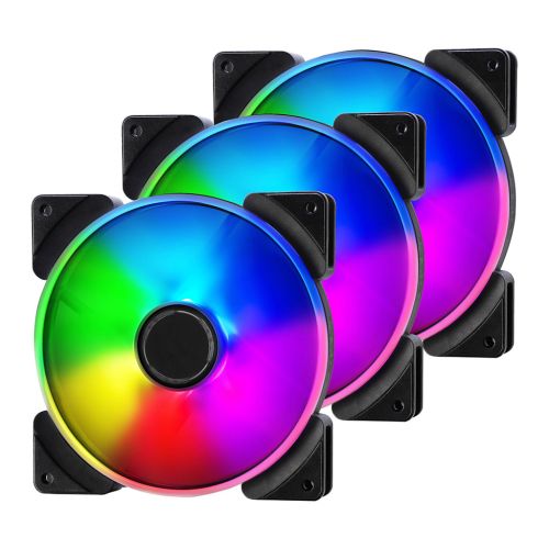 Fractal Design Prisma AL-14/PWM 140mm ARGB Case Fans (3 Pack), 7 Blades, Long Life Sleeve Bearing, 500-1700 RPM, Black