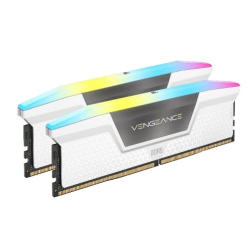 Kit Corsair Vengeance RGB 32 Go (2 x 16 Go), DDR5, 5 200 MHz (PC5-41600), CL40, 1,25 V, XMP 3.0, PMIC, mémoire DIMM, blanc