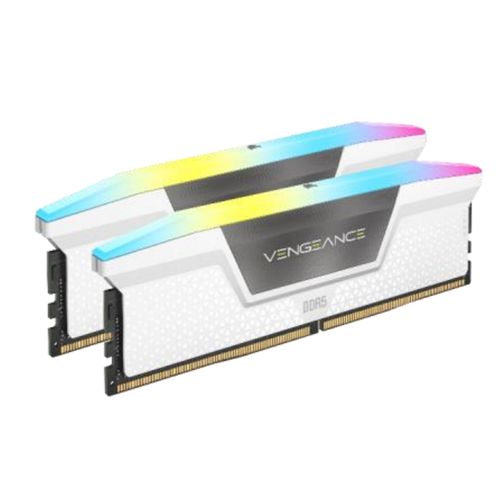 Corsair Vengeance RGB Kit de 32GB (2 x 16GB), DDR5, 5200MHz (PC5-41600), CL40, 1.25V, XMP 3.0, PMIC, Memoria DIMM, Blanco