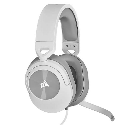 Corsair HS55 Stereo Gaming Headset, 3.5mm Jack, Lightweight, Flip-To-Mute Mic, Memory Foam Earpads, White