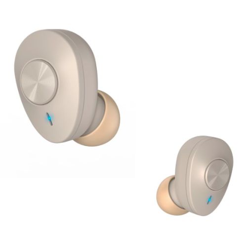 Hama (Freedom Buddy) Bluetooth Earbuds with Mic, Bass Boost, True Wireless, Touch Control, Voice Control, Charging Case, Beige