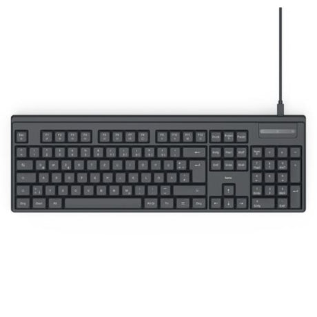 Hama CK-100 Wired USB Multimedia Keyboard, AI Assistant, Quiet Keys, Detachable Cable, Black