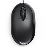 Hama MC-100 Compact Wired Optical Mouse, USB, 3 Buttons, Black