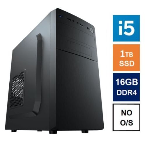 Spire MATX Tower PC, Vida Business Case, i5-12400, 16GB 3200MHz, 1TB SSD, Corsair 550W, No Optical, KB & Mouse, No Operating System