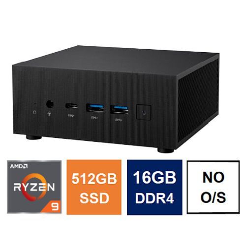 Spire Mini PC, Asus PN52 Case, Ryzen 9 5900HX, 16GB 3200MHz, 512GB SSD, 2.5G LAN, Wi-Fi 6E, HDMI, DP, USB-C, VESA Mountable, No Operating System