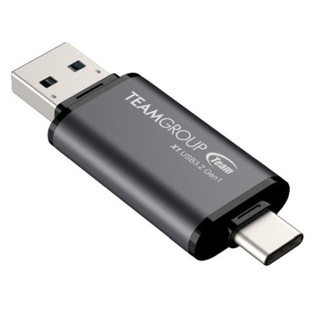 Team 64GB X1 USB-A & USB-C 3.2 Gen1 Memory Pen, 100MB/s, Aluminium Alloy