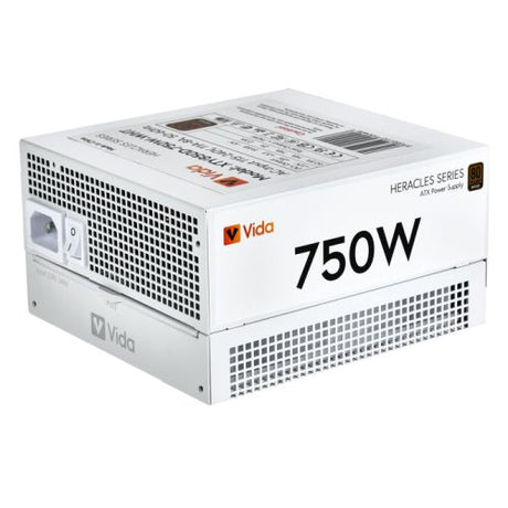 Vida 750W Heracles White ATX Gaming PSU, 80+ Bronze, 140mm Ultra-Quiet FDM Fan, Flat White Cables, Power Lead Not Included