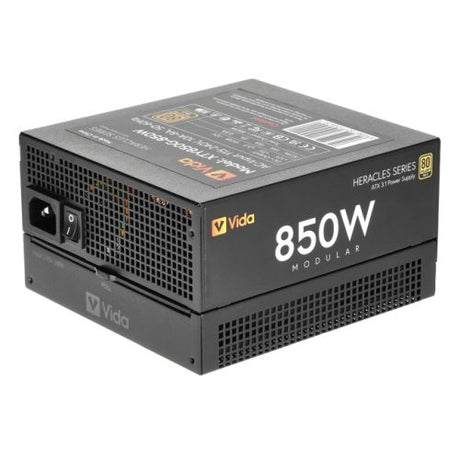 Vida 850W Heracles Black ATX 3.1 Gaming PSU, 80+ Gold, Fully Modular, 140mm Ultra-Quiet FDM Fan, Flat Black Cables, PCIe 5.1, Power Lead Not Included