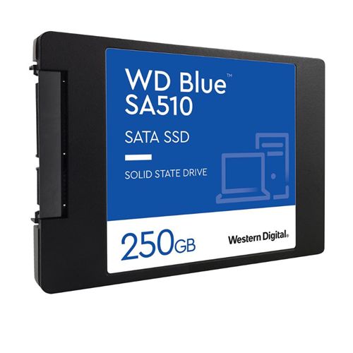 WD 250GB Blue SA510 G3 SSD, 2.5", SATA3, R/W 555/440 MB/s, 80K/78K IOPS, 7mm