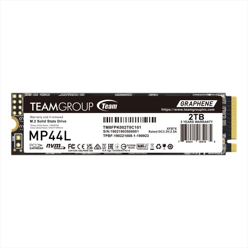 Team 2TB MP44L M.2 NVMe Gen4 SSD, M.2 2280, PCIe4, R/W 4800/4400 MB/s, Heat Dissipating Graphene Label