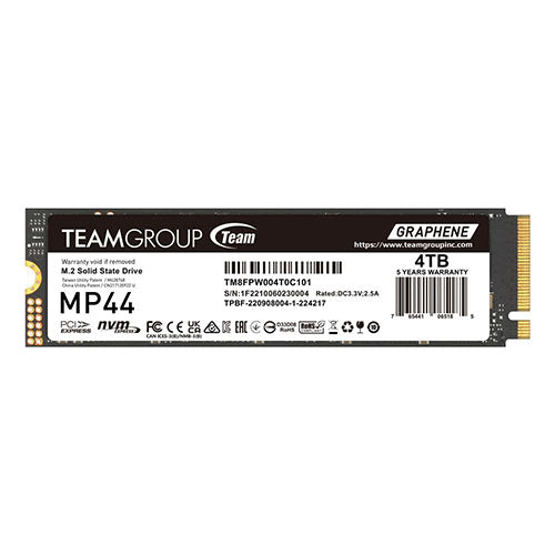 Team 4TB MP44 M.2 NVMe Gen4 SSD, M.2 2280, PCIe4, R/W 7400/6900 MB/s, Heat Dissipating Graphene Label