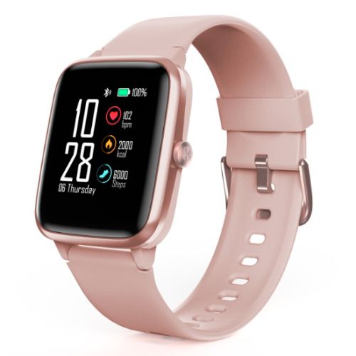 Hama Fit Watch 5910 Fitness Tracker Smart Watch, 1.3" LCD Touch Screen, Waterproof, Built-In GPS	, Pink/Rose Gold