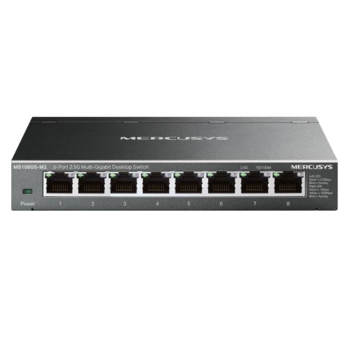 Mercusys (MS108GS-M2) 8-Port 2.5G Multi-Gigabit Desktop Switch, 8x 2.5G Ports, Fanless, Metal Casing