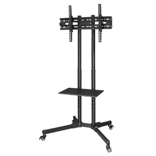 Hama Trolley Mobile TV Stand, Up to 75" TVs, 40kg Max, 4 Castors w/ Breaks, Height-Adjustable, Cable Manager, VESA up to 600 x 400