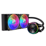 CoolerMaster PL240 Flux, disipador de CPU hidráulico todo en uno de 240 mm, ventilador PWM de 2 x 120 mm, LED ARGB, aluminio/cobre