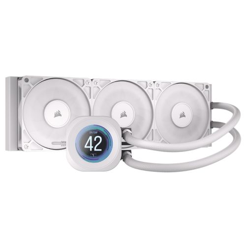 Corsair NAUTILUS 360 RS LCD Liquid CPU Cooler, Personalised LCD Screen, RS120 Magnetic Dome Fans, Daisy-Chain Connections, White