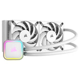 Corsair iCUE H100i RGB ELITE Refroidisseur de processeur liquide 240 mm, tête de pompe RGB, 2 ventilateurs AF ELITE PWM de 12 cm, blanc