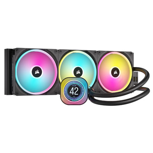 Corsair H170i iCUE LINK LCD 420mm RGB Liquid CPU Cooler, QX140 RGB Fans, Personalised LCD Screen, iCUE LINK Hub Included, Black