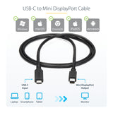 StarTech.com 6ft (1.8m) USB-C to Mini DisplayPort Cable - 4K 60Hz - Black