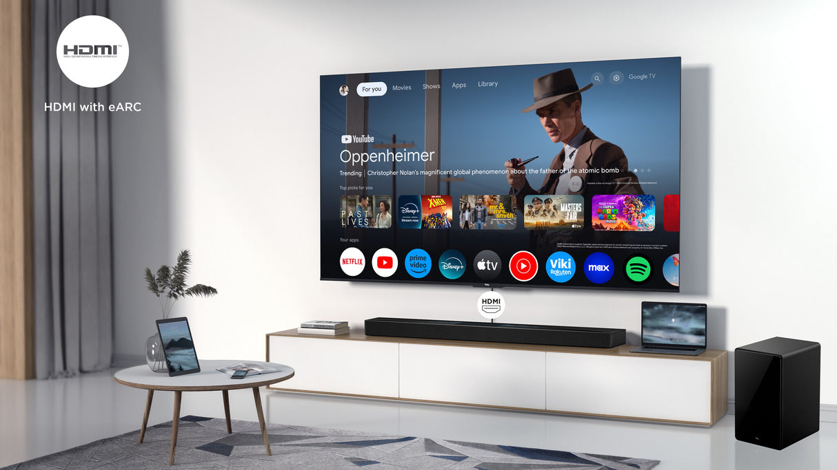 TCL Q75H Q Class 5.1.2 Channel Sound Bar with Dolby Atmos, Ray Danz Technology, and Wireless Subwoofwer