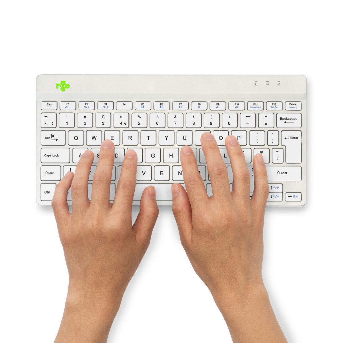 R-Go Tools Ergonomic keyboard R-Go Compact Break, compact keyboard with break software, QWERTY (UK), Bluetooth, white