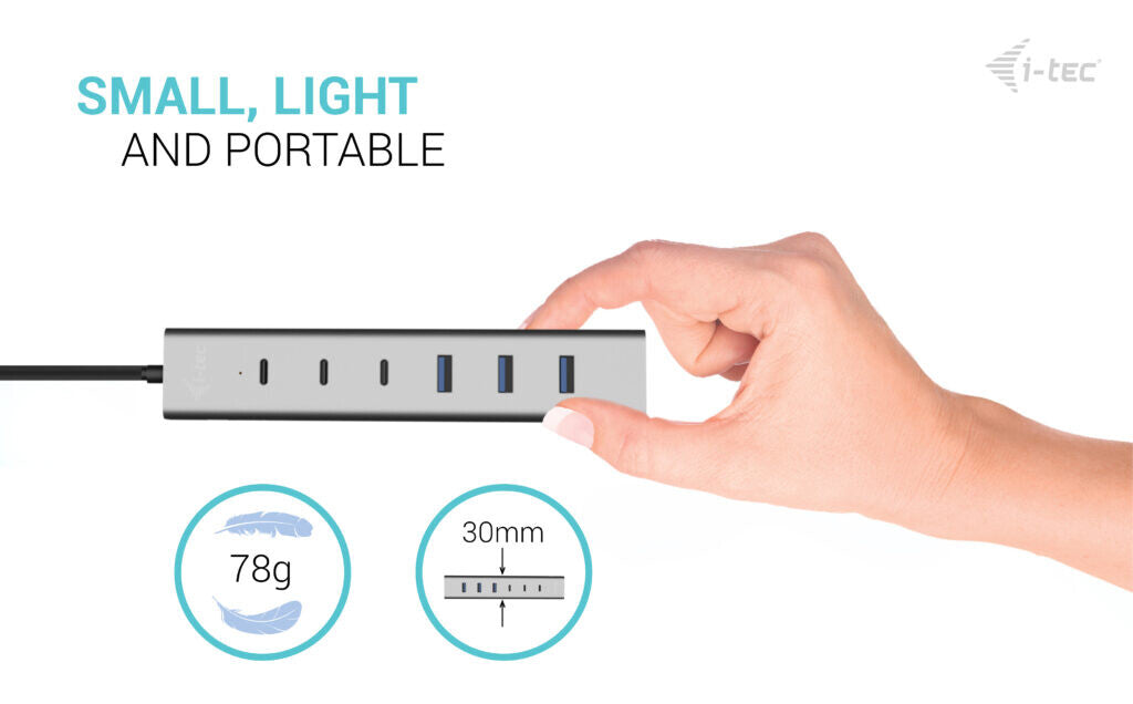 i-tec USB-C/USB-A Charging Metal HUB 7 port (3x USB-C, 4x USB-A)