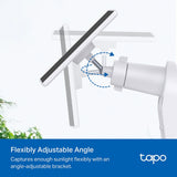 TP-Link Tapo Solar Panel SPEC: 5.2V 2.5W FEATURE: Type-C Charging Port, Non-Stop Power, Flexible Solar Installation, Works with Battery Camera, 4m Charging Cable(Total), Weatherproof (IP65)