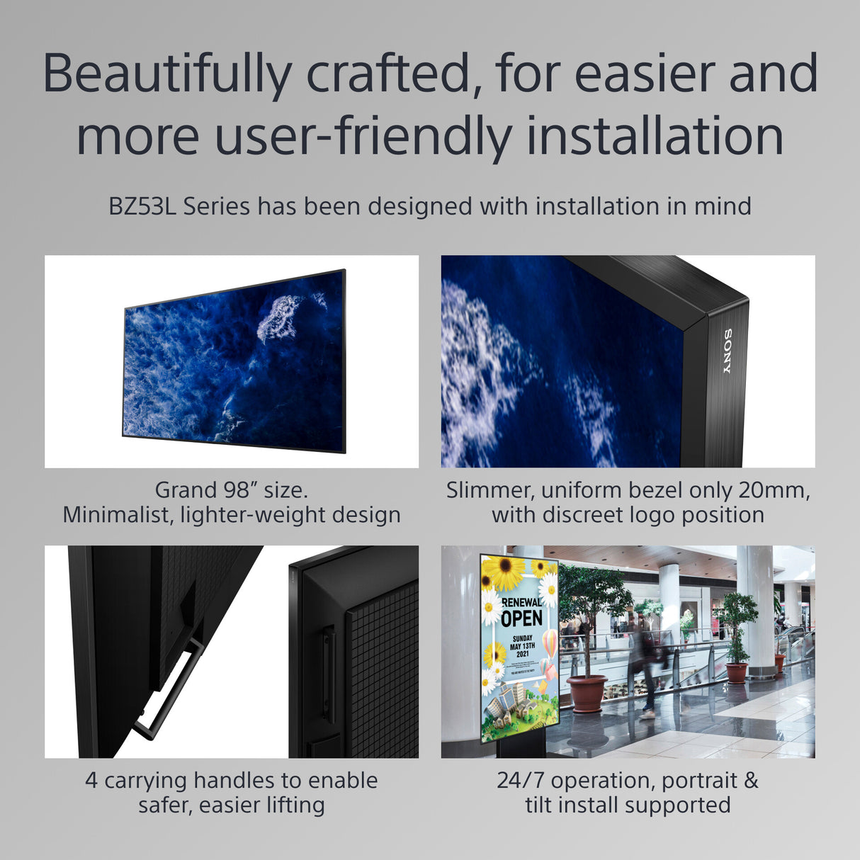 Sony BRAVIA FW-98BZ53L 4K HDR Full Array LED Professional display,780 cd/m2, Deep Black Non-Glare 47% Haze, 24/7 & 5 years PrimeSupport