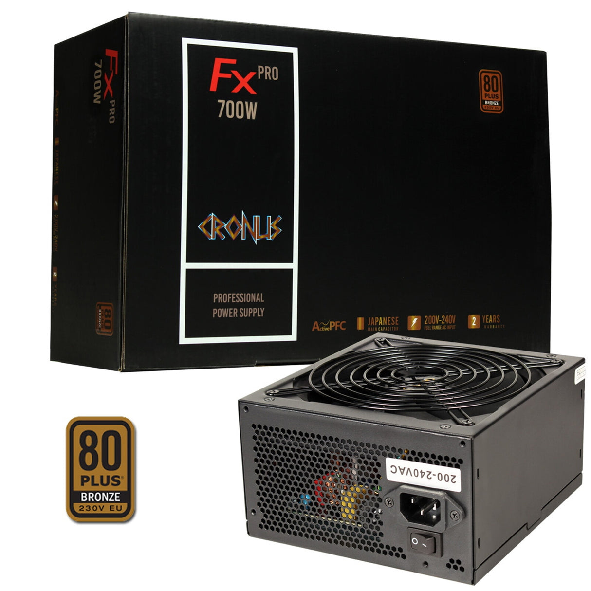 CRONUS 700ATV FX PRO Bloc d'alimentation 700 W, ventilateur de refroidissement silencieux 140 mm, bronze 80 PLUS, non modulaire, câbles plats noirs, performances suprêmes