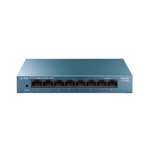 TP-LINK (LS108G) Switch LiteWave de escritorio no administrado Gigabit de 8 puertos, caja de acero