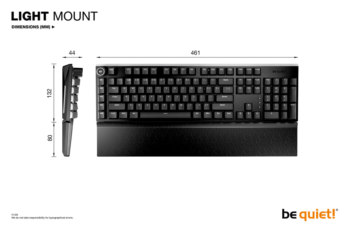 be quiet! Light Mount Silent Linear UK ISO keyboard Gaming USB QWERTY UK English Black