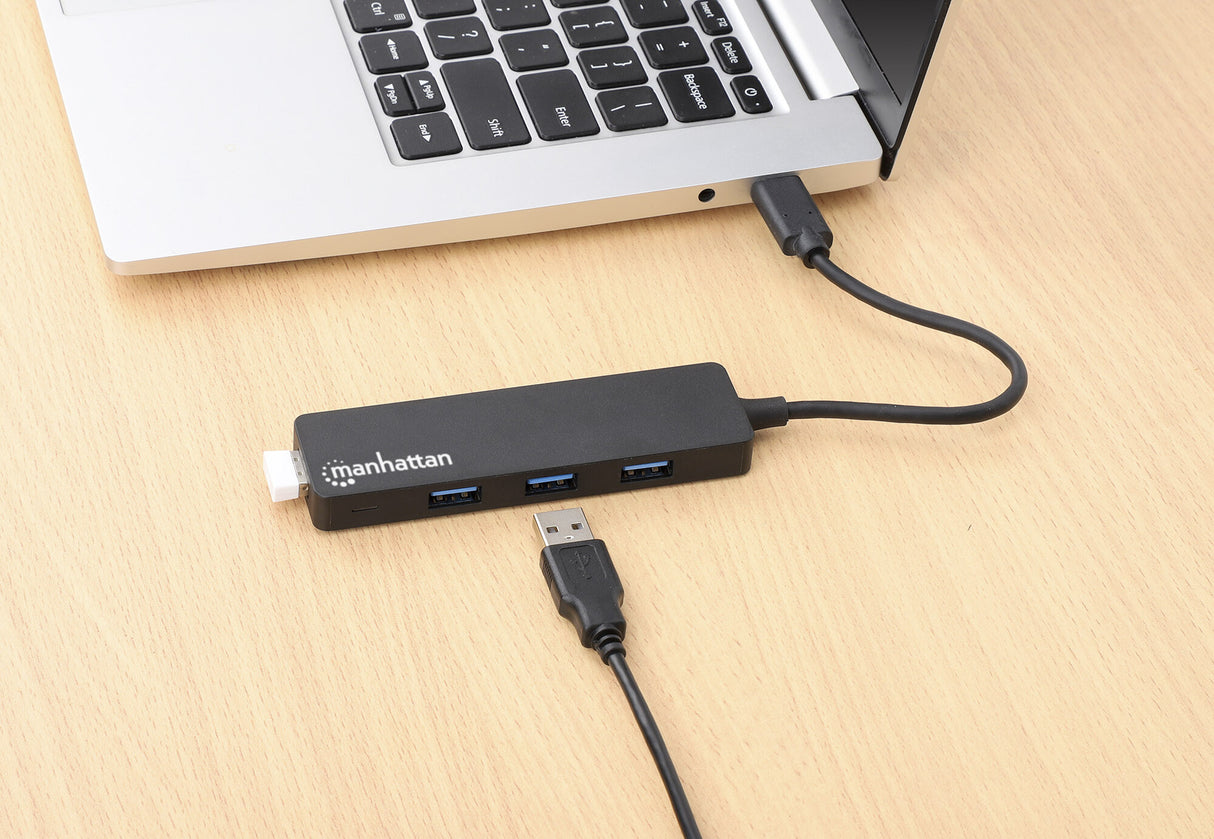 Manhattan USB-C Dock/Hub, Ports (4): USB-A (x4), 5 Gbps (USB 3.2 Gen1 aka USB 3.0), External Power Supply Not Needed, Universal for all devices, SuperSpeed USB, Black, Three Year Warranty, Equivalent to HB30CM4AB