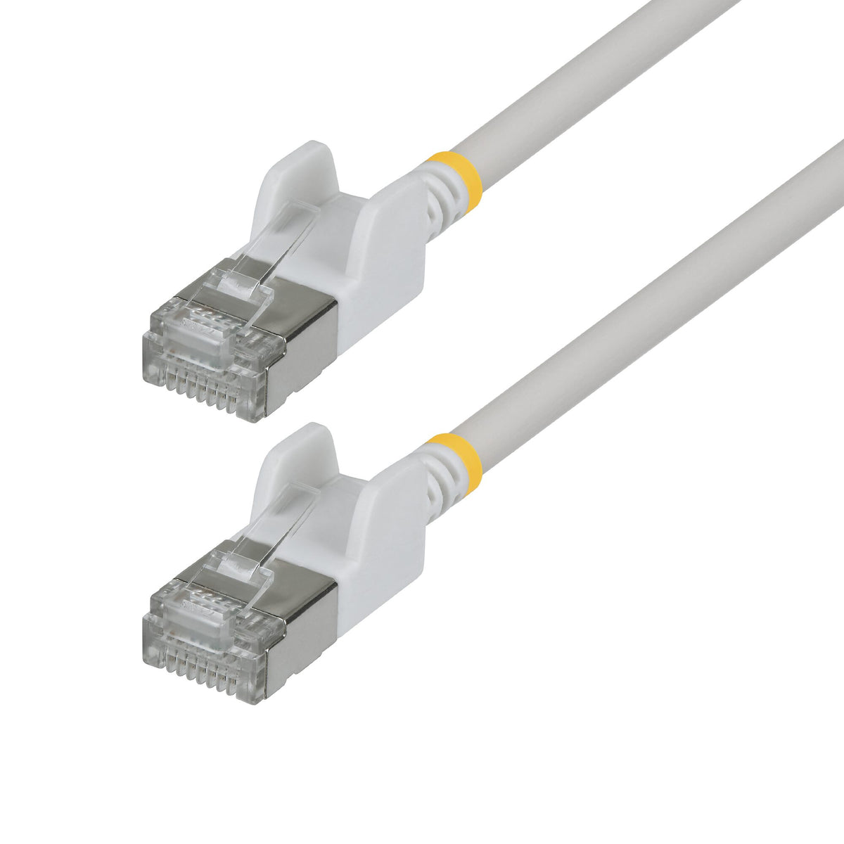 StarTech.com 50cm White Ultra Slim Cat6A Ethernet Cable, Snagless, FTP, Pure Bare Copper Wire, 34AWG Slim RJ45 Network Patch Cord, Individually Tested
