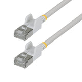 StarTech.com 50cm White Ultra Slim Cat6A Ethernet Cable, Snagless, FTP, Pure Bare Copper Wire, 34AWG Slim RJ45 Network Patch Cord, Individually Tested