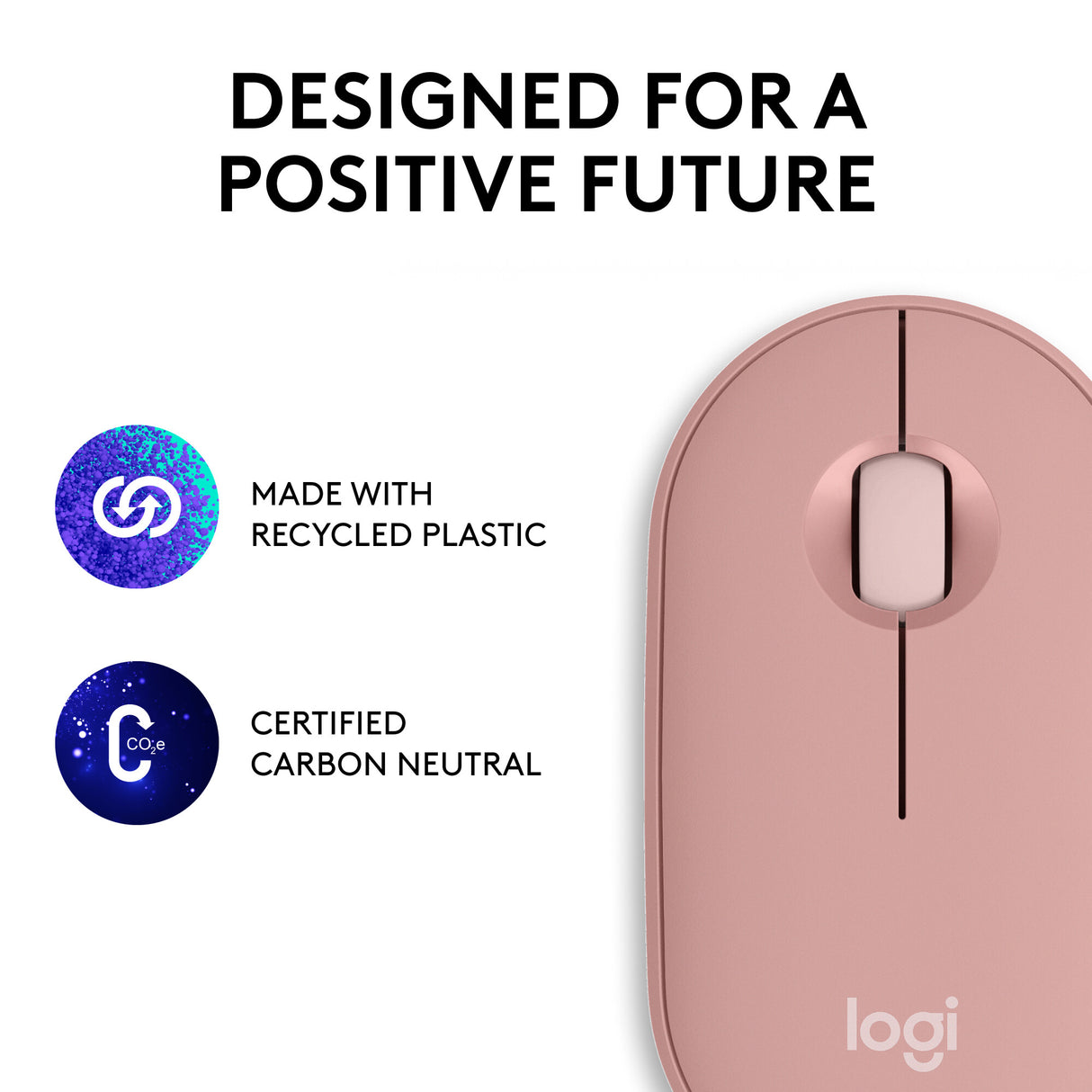 Logitech Pebble 2 M350s mouse Travel Ambidextrous RF Wireless + Bluetooth Optical 4000 DPI