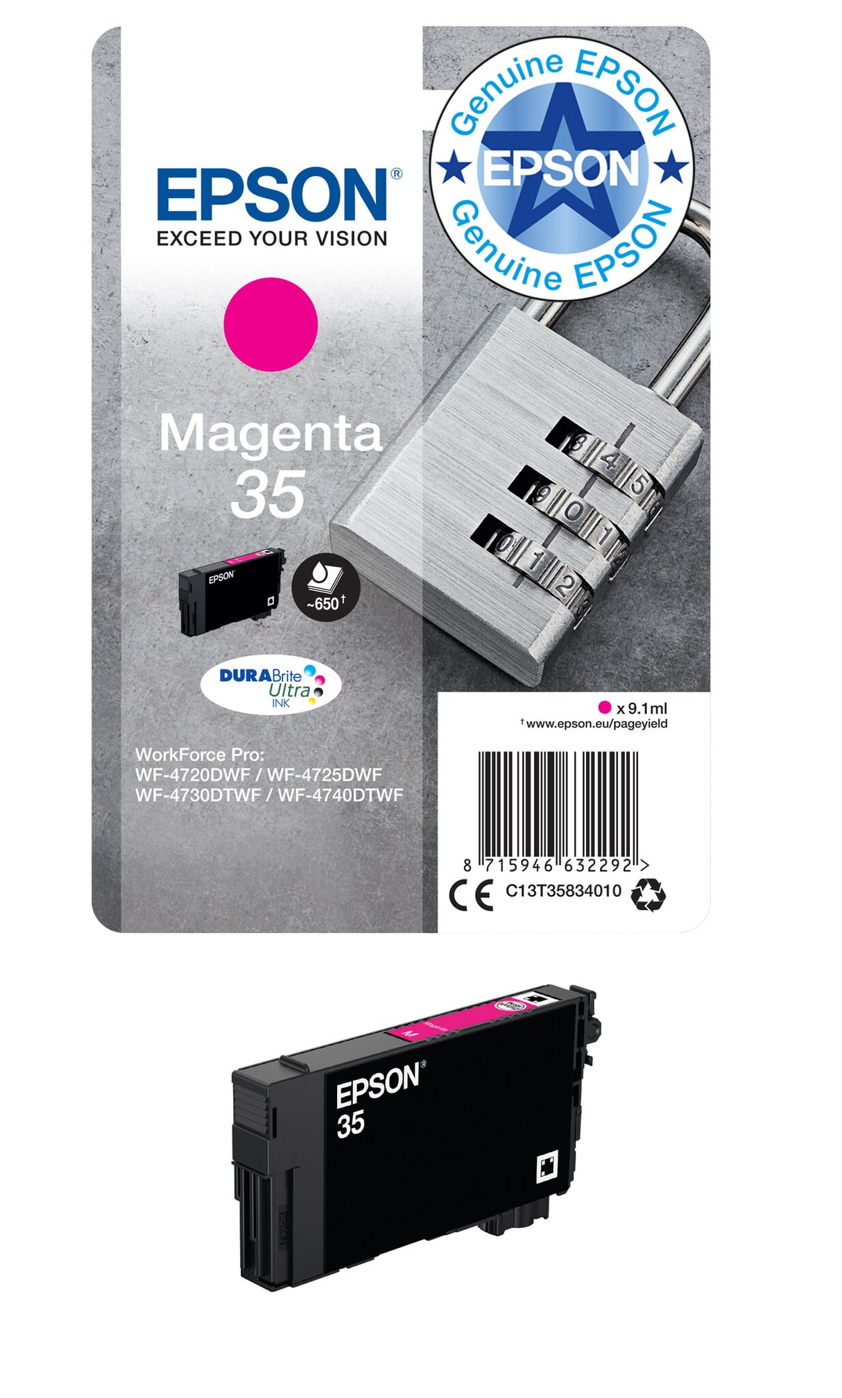 Epson Padlock 35 DURABrite Ultra Single Magenta Ink