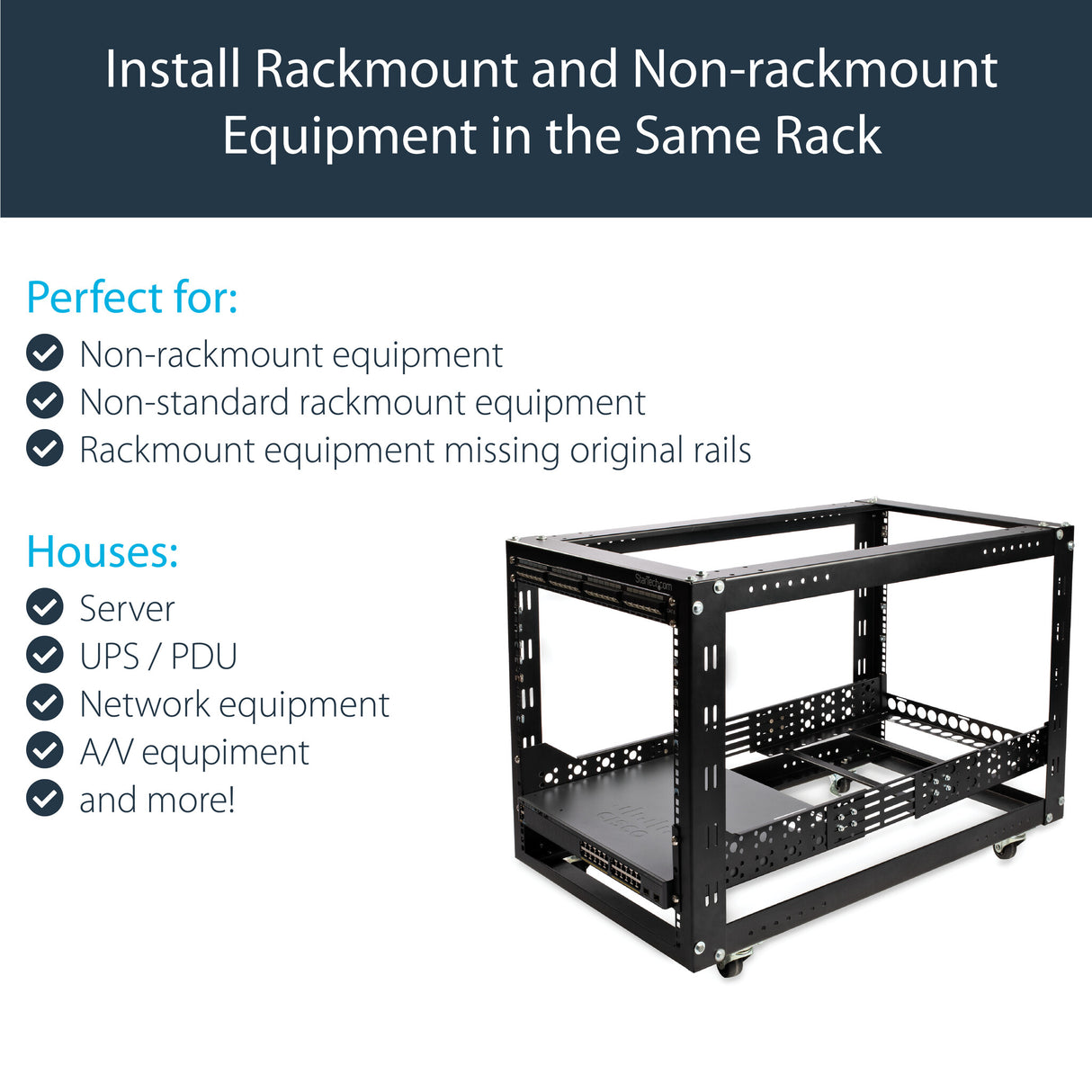 StarTech.com 3U Fixed 19" Adjustable Depth Universal Server Rack Rails