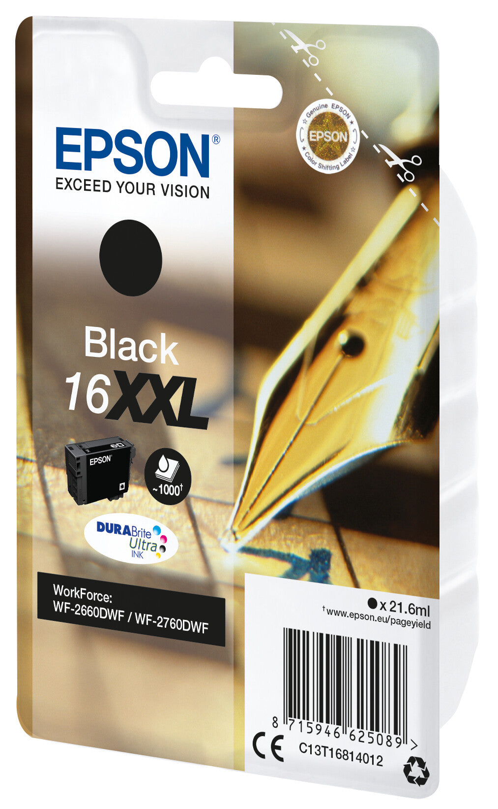 Epson Singlepack Black 16XXL DURABrite Ultra Ink