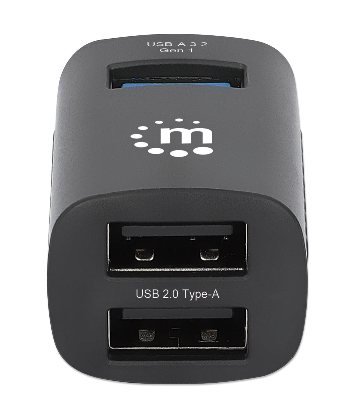 Manhattan USB-C 3-Port Hub, ULTRA COMPACT, 3x USB-A Ports (1x 5 Gbps USB 3.2 Gen1 aka USB 3.0, 3 x 480 Mbps USB 2.0), External Power Supply Not Needed, Universal for all devices, SuperSpeed USB, Black, Three Year Warranty